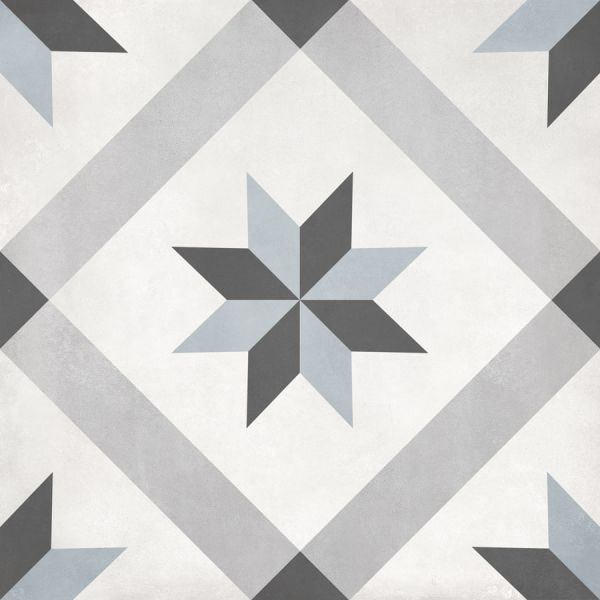 Form 8x8 Deco Compass Glazed Porcelain Matte Tide