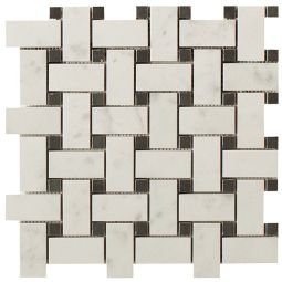 Lux Experience | 12"X 12" Basketweave Mosaics Helsinki White Matte