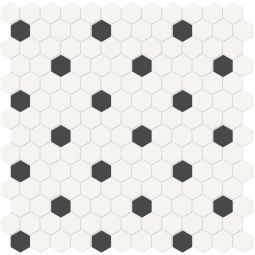 Soho Vintage | 1" Hexagon Canvas White & Retro Black