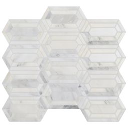 Studio Marble | 12"x 12.5" Geo Mosaic Bianco Macchiato
