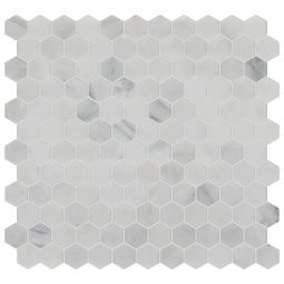 Studio Marble | (11"x 11") 1" Hexagon Mosaic Bianco Macchiato
