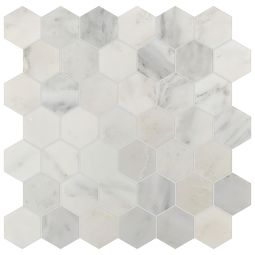 Studio Marble | (12"x 12") 2" Hexagon Mosaic Bianco Macchiato