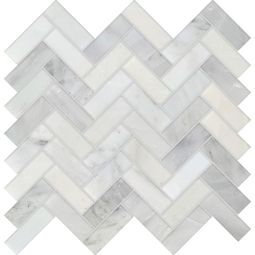 Studio Marble | (12"x 12") 1"x 3" Herringbone Bianco Macchiato