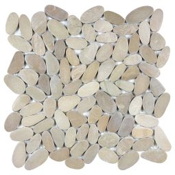 Zen Pebbles | 12"x 12" Mesh Sheet Driftwood Tan Flat