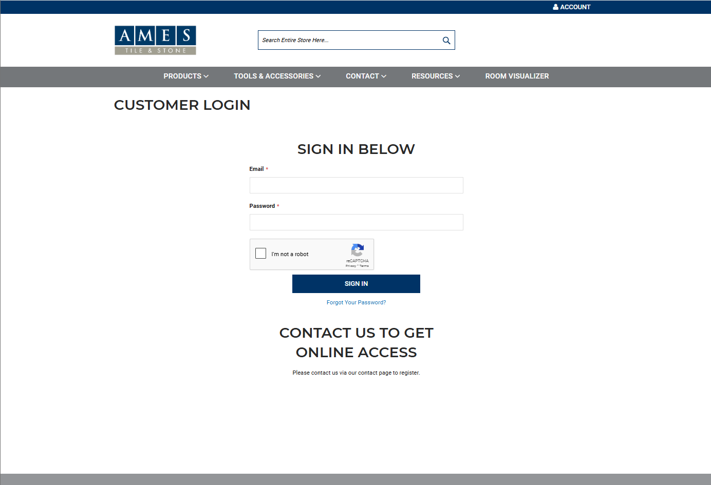 Login page screenshot