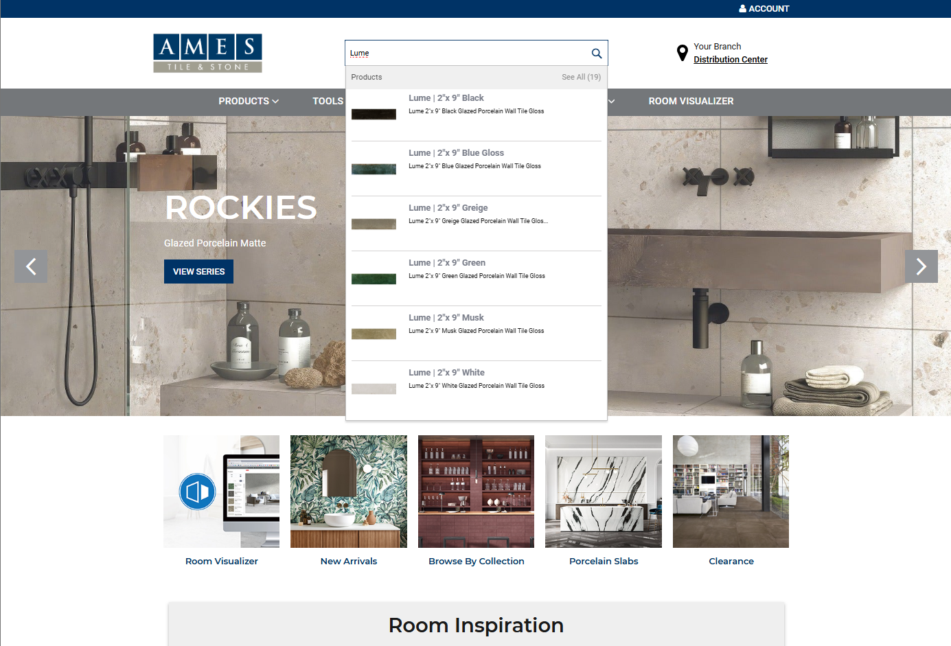 Product menu screenshot