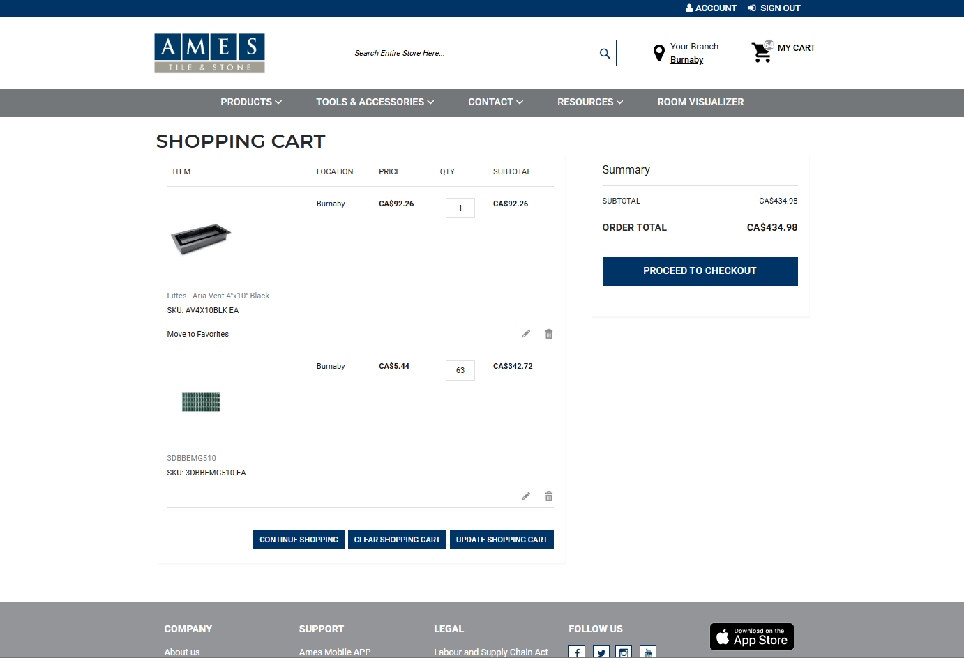 Cart screenshot